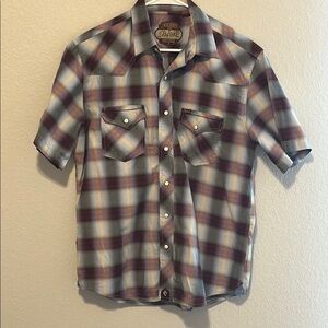 Buffalo Rafter C Red and Gray Casual Button Down Shirt